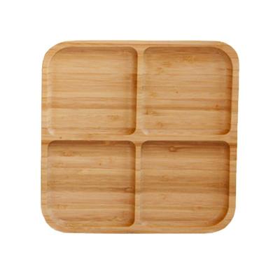 China Bamboo Minimalist 4 Grids Snack Dish Rectangle Snack Plate Fruit Bread Tray Dishes Organizer Refreshment Plate Kitchen Party Supplies for sale