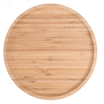 China Sustainable Bamboo Round Plates Tray Cheese Plates Coffee Tea Sugar Candy Tray Fruit Platter Party Serving Dinner Dishes for sale