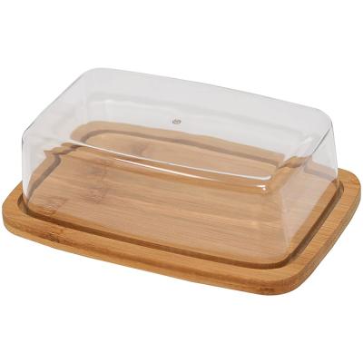 China Eco - Friendly Bamboo Butter Serving Dish Wooden High Quality Organic Cheese Board With Cover for sale