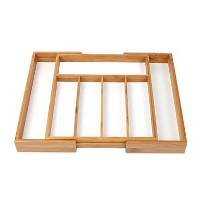 China Viable Natural Expandable Bamboo Cutlery Tray Drawer Organizer for sale