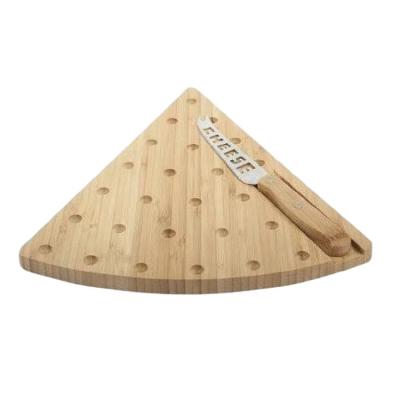 China Sustainable Shape Bamboo Cheese Triangle Cheese Board Set With Knife for sale