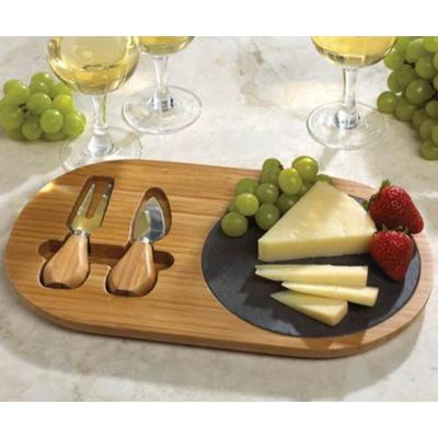 China Sustainable Slate Board Cheese Board Bamboo Cheese Knives Set for sale