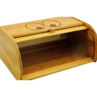 China Sustainable Original Bamboo Countertop Bread Rolltop Storage Box Bin for sale