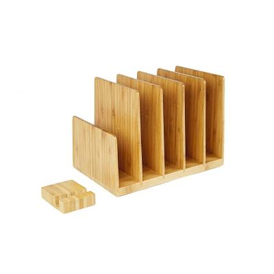 China Viable High Quality Bamboo Wooden Desk Organizer Bamboo File Folder Office Document Holder Magazine Folder Paper Holder for sale