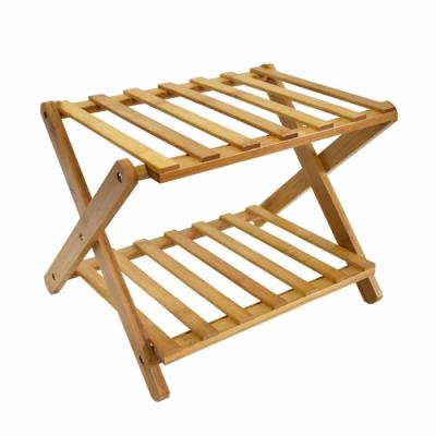 China Traditional Bamboo Folding Shelf Hotel Guest Room Suitcase Luggage Shoe Plant Rack Rack for sale