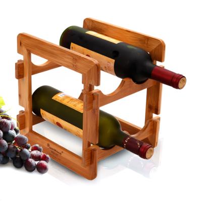 China Sustainable Stackable 3 Tier Wine Bottle Storage Rack Bar Cellar Basement Cabinet Bamboo Pantry Rack for sale