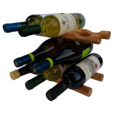 China Sleek Modern Novelty Countertop Wooden Bamboo Wine Racks Viable For Tabletop Wine Storage for sale