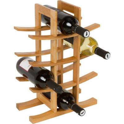 China Sustainable 12-Bottle Kitchen Countertop Removable Assembly Bamboo Freestanding Wine Rack Rack for sale