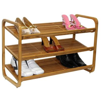 China Modern Luxury Bamboo Organizer For Living Room 3 Tier Entryway Position Shoe Rack Shelf Storage for sale