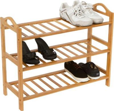 China Universal Modern Natural Bamboo Entryway 3 Tiers Shoe Organizer Rattan Shelf Storage Rack for sale