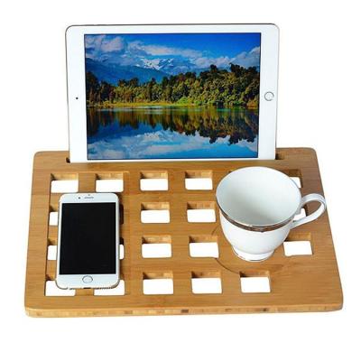 China Wholesale Adjustable (Height) Laptop Desk Bamboo Wood Portable Panel with Tablet Stand and Cooling Pad for sale