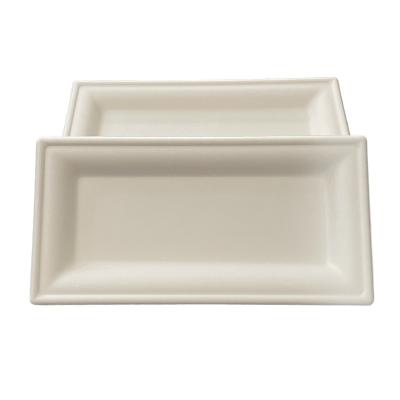 China 5 x 10 Inch Rectangular Disposable Eco-Choice Straw Bagasse Plate Biodegradable Biodegradable Compostable Wheat for sale