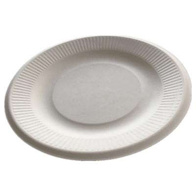 China 7 Inch Biodegradable Biodegradable Dishware with Decorative Rim Made From Sugarcane and Wheat Straw for sale