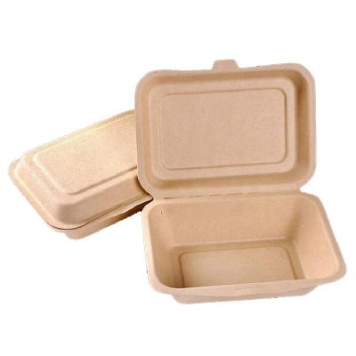 China Biodegradable Disposable Single Compartment 600ml Rectangle Clamshell Lunch Box Made From Bagasse for sale