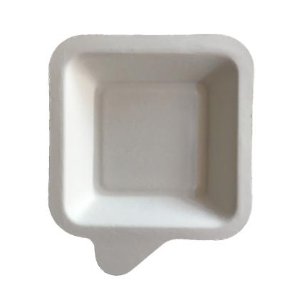 China Small Square Biodegradable Disposable Biodegradable Bagasse Cake Tray With Handle for sale