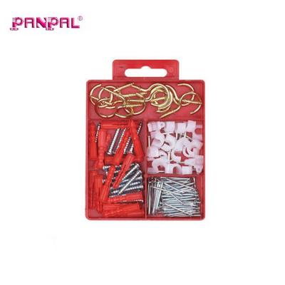 China Workplace or home daily use hihg quality hardware of Self-tapping screw anchor cup hook and wire nail set for sale