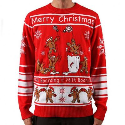 China Jacquard Pattern Anti Shrink Christmas Funny Crew Neck Knit Sweater Men Ugly Gingerbread Merry Christmas for sale