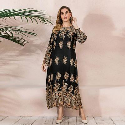 China Viable autumn casual loose long sleeve plus size L-5XL plus size women's dress fashion printed dresses for sale