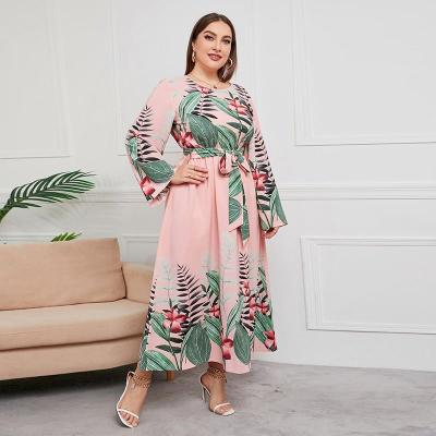 China Viable Wholesale Long Loose Casual Dresses For Women Clothing Plus Size Long Sleeve Floral Print Dresses for sale