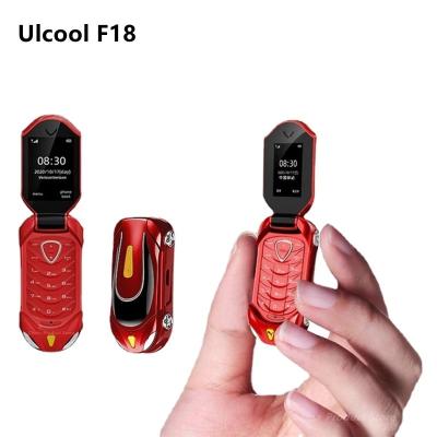 China Game New Original Unlocked Ulcool F18 Mini Car Model Flip Mobile Phone Sim Student Kids Cellphone Small Bottom Celula Nano Keyboard for sale