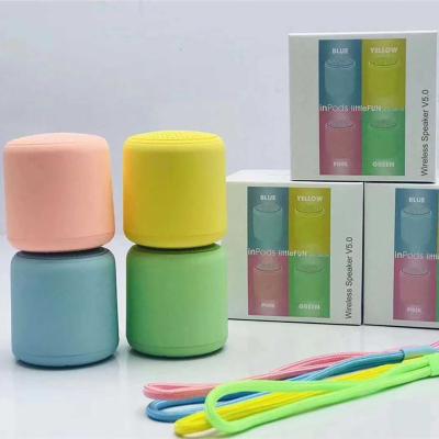 China Newest Portable Mini Speaker BT5.0 Wireless Little Mini Speaker TWS Fun 16colors Macarons metal inpods mini for sale