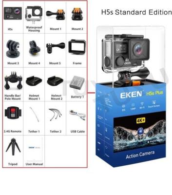 China EKEN H5s Plus 4K+ Ambarella A12 Chipset 4K 30fps Utral HD EIS Touch Screen Camera Wifi Helmet Bottom H5s+ Water Sport Camera 2