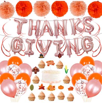 China Thanksgiving Day Decorations Latex Foil Balloons Party Background Banner Set Confetti Balloons for sale