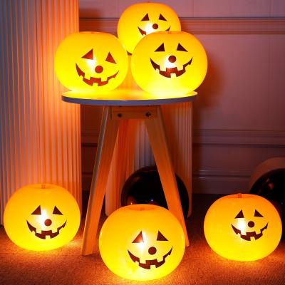 China Halloween Pumpkin LED Balloon Latex Party Balloons Decoration Festival Luminous Halloween Balloons for sale