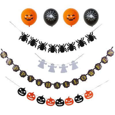 China Halloween Festival Party Pumpkin Latex Balloons Ghost Festival Party Decoration Set Inflator Balloons for sale