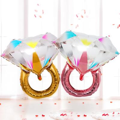 China Bulk Festival Valentines Diamond Ring Shape Foil Balloons Wedding Party Decoration The Balloons for sale