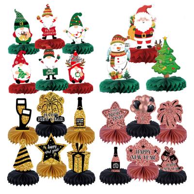 China Christmas Happy New Year Decorations Christmas Desktop Ornaments Party Supplies Honeycomb Ball for sale