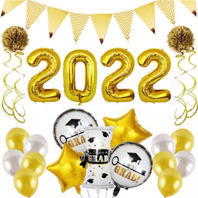 China 2022 Graduation Balloon Party Supplies Decorations Set Wholesale Latex Foil Balloons for sale