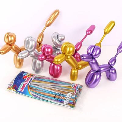 China Dog 1.8g Latex Birthday Party Magic Metallic Decorative Braided Balloon Long Birthday Wedding Party Decoration Balloon for sale