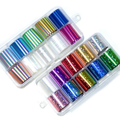 China 2021 Eco-friendly Latest 100 Colors Nail Transfer Foil Shape DIY Nail Art Polish Sticker for sale