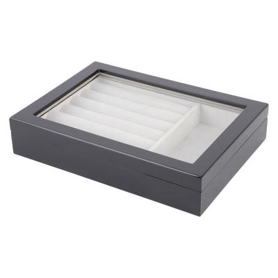 China Modern High-class Modern black Jewelry box with glass cover for sale