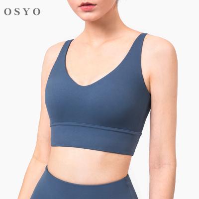 China 2021 Fashion Deep V Solid Color Breathable Gather Yoga Underwear Women's Activewear Sports Yoga Bra Women Top Vest for sale