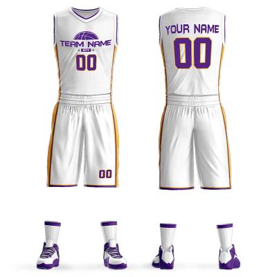 China Quick-drying Breathable Creative Design Polyester Material Youth Basketball Uniforms for sale