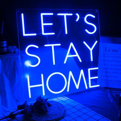 China Shopping Mall Restaurant Hotel Let s Stay Police Room Home Decoration Wall Mounted Lamps Led Custom Acrylic Neon Tube Sign for sale