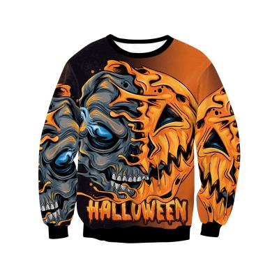 China Hot Sale Autumn and Winter New Halloween Skull Graffiti Print Plus Size Sweater for sale