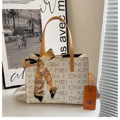 China Wholesale Price Silk Ribbon Decoration Lady Cheap Price PU Women Tote Bag Brands Fashion Leather Handbag for sale