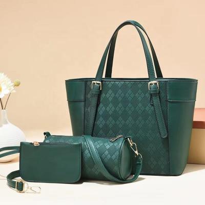 China Lady New Simple Style PU Leather 3in1 Set Bags Waterproof Multi-compartment Elegant Women Handbag for sale