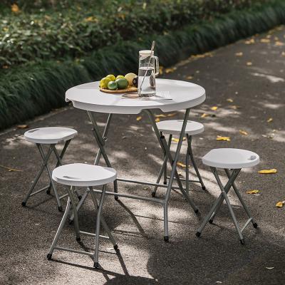 China Modern portable outdoor foldable event table MESA round barbecue picnic camping plegable plastic folding table for sale