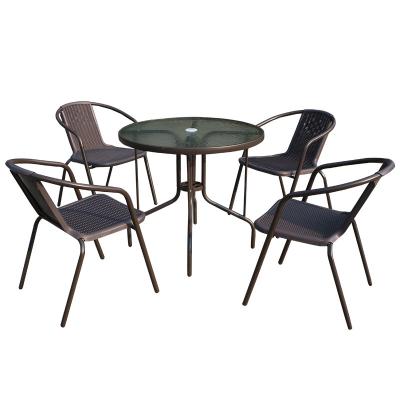 China Modern Outdoor Furniture Patio Set Rattan Folding Table Rattan Chairs for sale