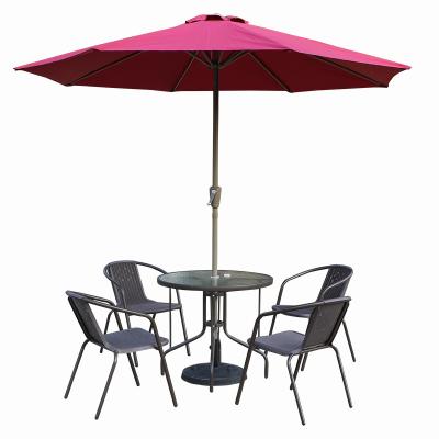 China Modern outdoor furniture patio set rattan tables and chairs with umbrella for sale