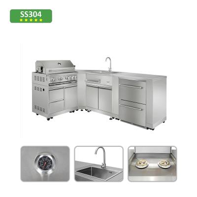 China Modern Outdoor New Design Camping Utensils Cabinets BBQ Grill Stainless Steel BBQ Kitchen for sale