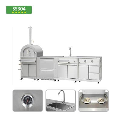 China Kitchen Best Seller Modern Outdoor Doors Stainless Steel BBQ Cabinets With Pizza Oven BBQ Grill for sale