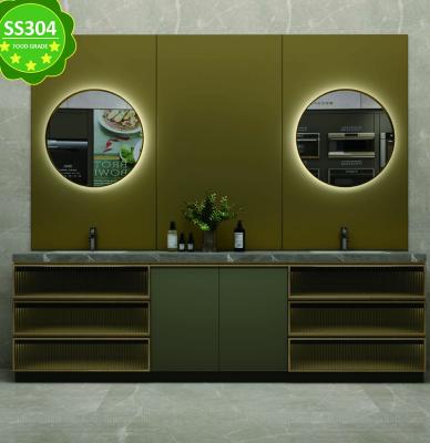 China Durable New Design Modern Cabinet Basin Cabinet Concrete Stainless Steel Bathroom Vanity for sale