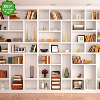 China Stainless Steel R&D Expandable Freestanding Shaft Shaped Mid Century Book Shelves For Bookcase Bookshelf for sale