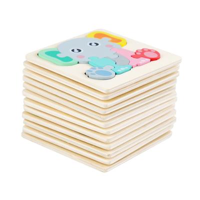 China Amazon Amazon Hot Selling Jigsaw Animal Jigsaw Early Educational Material 3D Jigsaw Puzzle Wooden Toy Custom Made Child Toy for sale