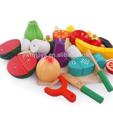 China Hot Selling Children's Material Wooden Fruit Cutting Toy Eco-friendly Kitchen Magnetic Simulation Cutting Fruit for sale